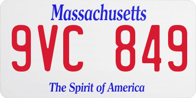 MA license plate 9VC849