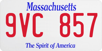 MA license plate 9VC857