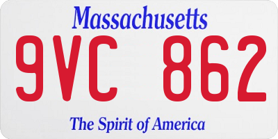 MA license plate 9VC862