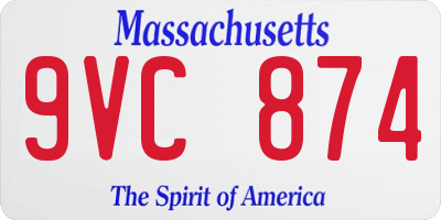 MA license plate 9VC874