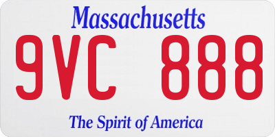 MA license plate 9VC888