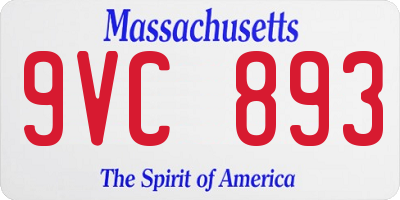 MA license plate 9VC893