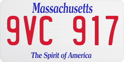 MA license plate 9VC917