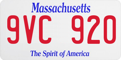 MA license plate 9VC920