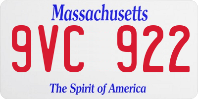 MA license plate 9VC922
