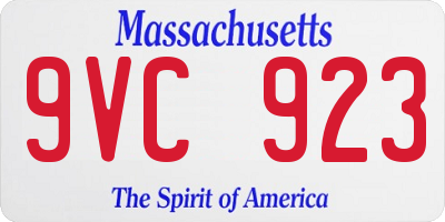 MA license plate 9VC923