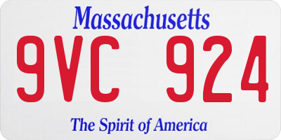 MA license plate 9VC924
