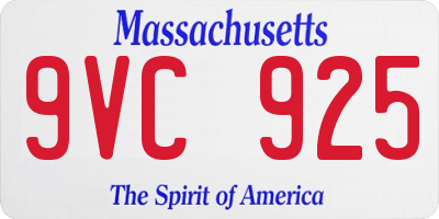 MA license plate 9VC925