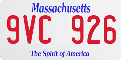 MA license plate 9VC926