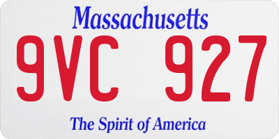 MA license plate 9VC927