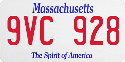 MA license plate 9VC928