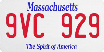 MA license plate 9VC929