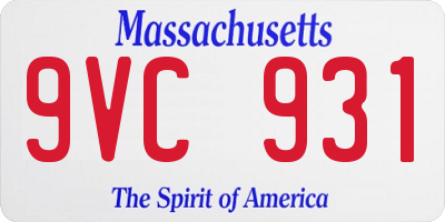 MA license plate 9VC931