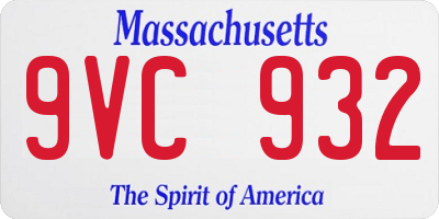 MA license plate 9VC932