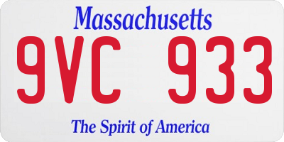 MA license plate 9VC933