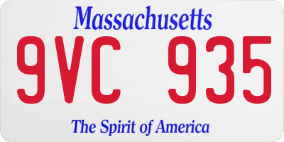 MA license plate 9VC935