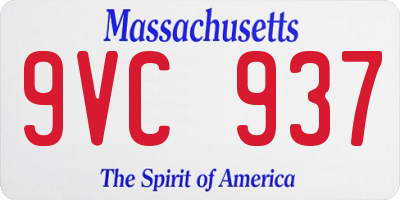 MA license plate 9VC937