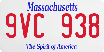 MA license plate 9VC938