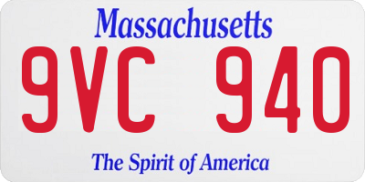 MA license plate 9VC940