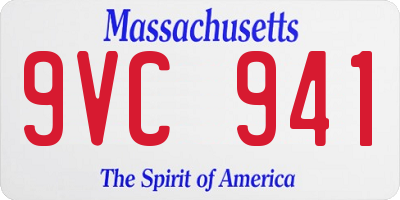 MA license plate 9VC941