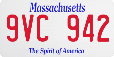 MA license plate 9VC942