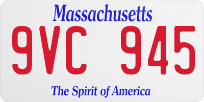 MA license plate 9VC945