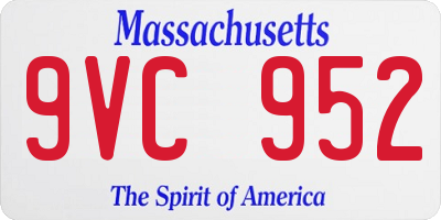MA license plate 9VC952