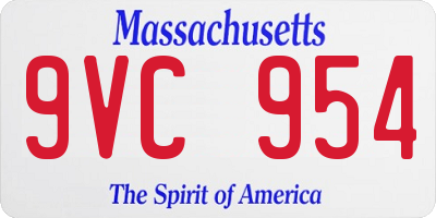 MA license plate 9VC954