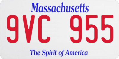 MA license plate 9VC955