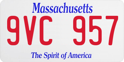 MA license plate 9VC957