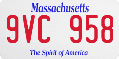 MA license plate 9VC958