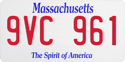 MA license plate 9VC961