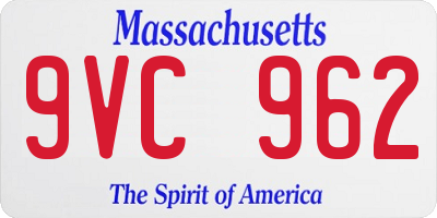 MA license plate 9VC962