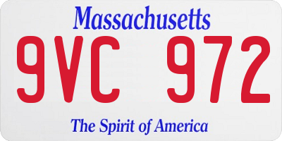 MA license plate 9VC972