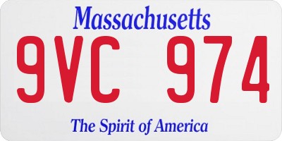 MA license plate 9VC974