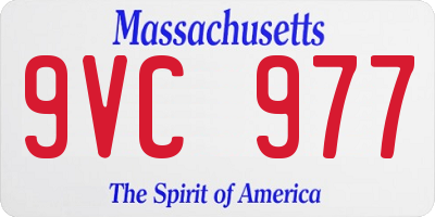 MA license plate 9VC977