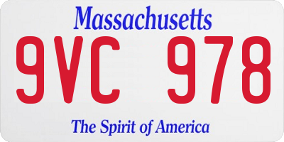 MA license plate 9VC978