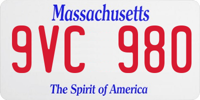 MA license plate 9VC980