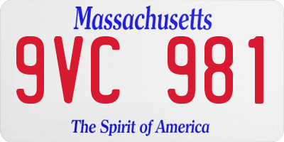 MA license plate 9VC981