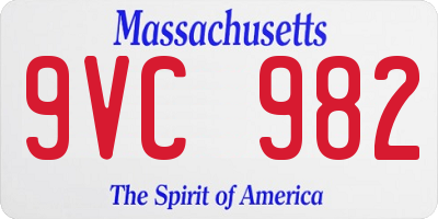 MA license plate 9VC982