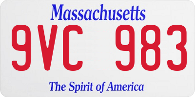 MA license plate 9VC983