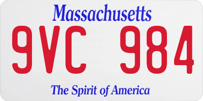 MA license plate 9VC984