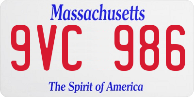MA license plate 9VC986