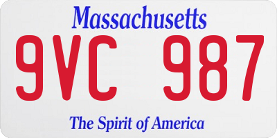MA license plate 9VC987