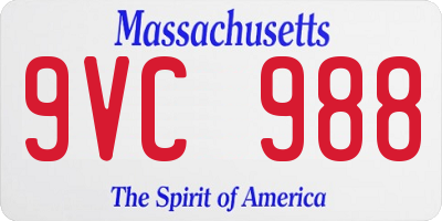 MA license plate 9VC988