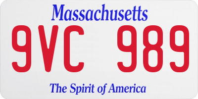MA license plate 9VC989