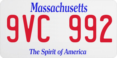 MA license plate 9VC992
