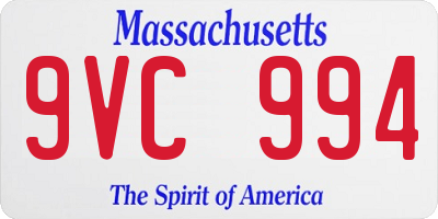 MA license plate 9VC994