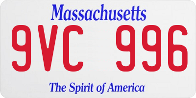MA license plate 9VC996