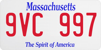 MA license plate 9VC997